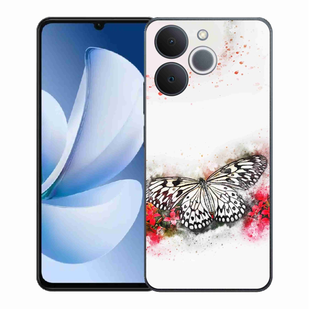 Gelový kryt mmCase na Realme Note 70T - černobílý motýl
