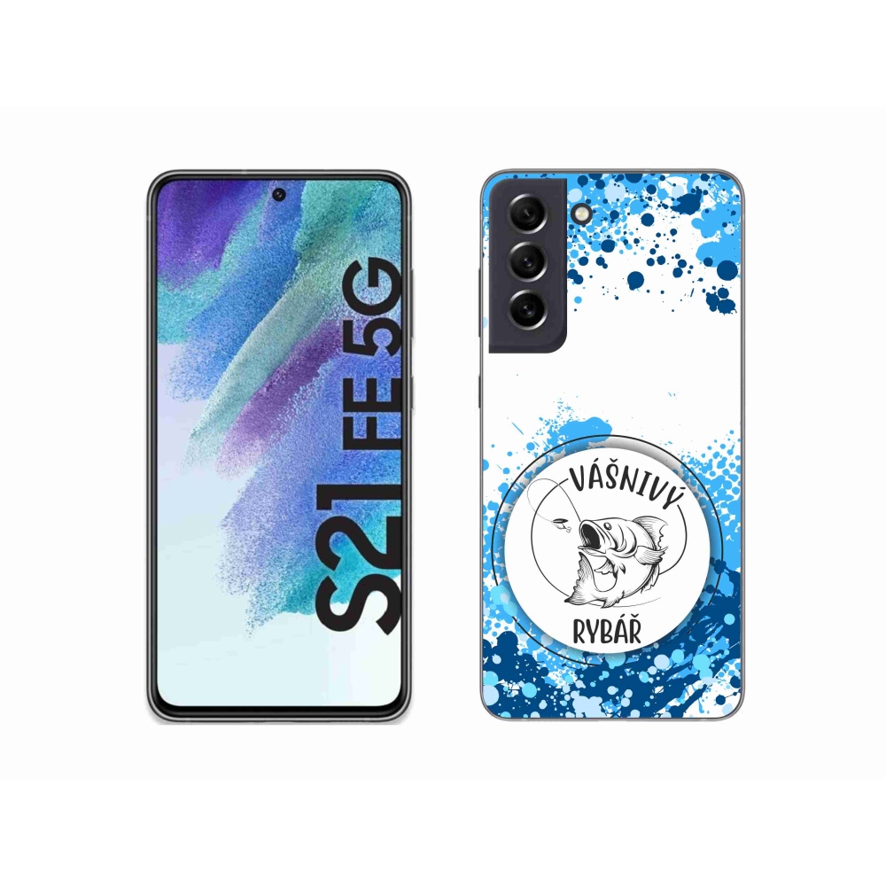 Gelový kryt mmCase na Samsung Galaxy S21 FE 5G - vášnivý rybář bílé pozadí