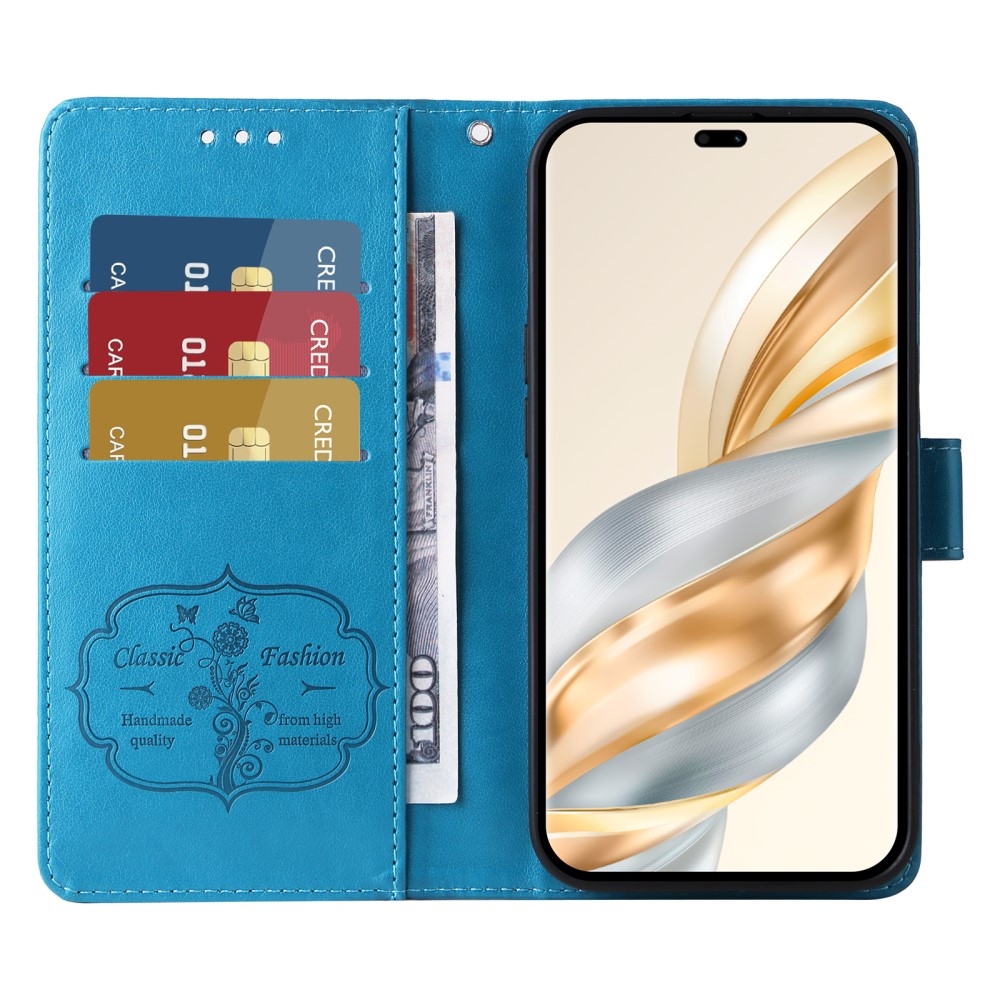 Flowery knížkové pouzdro na Honor Magic 7 Lite 5G - modré