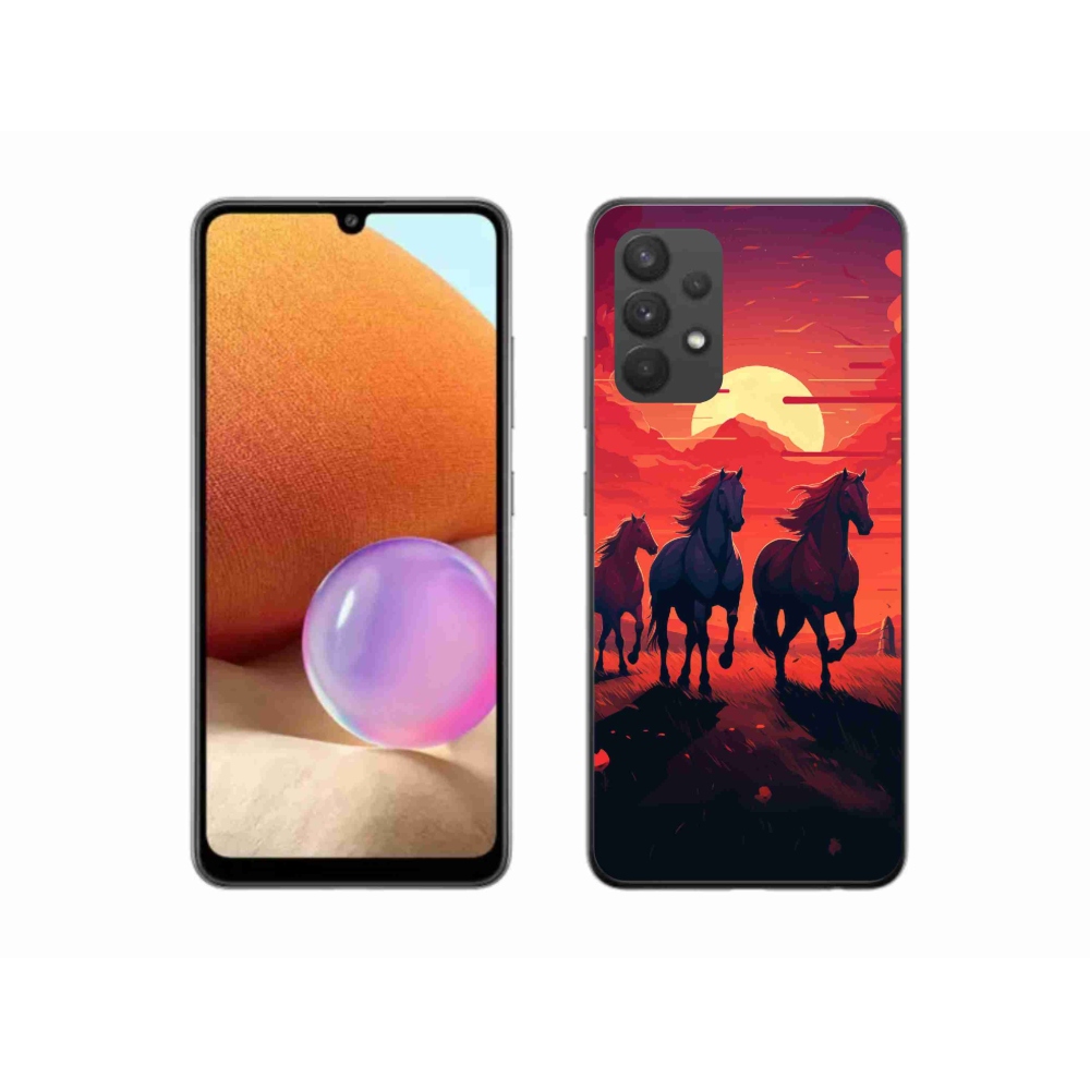 Gelový kryt mmCase na Samsung Galaxy A32 4G - koně a západ slunce