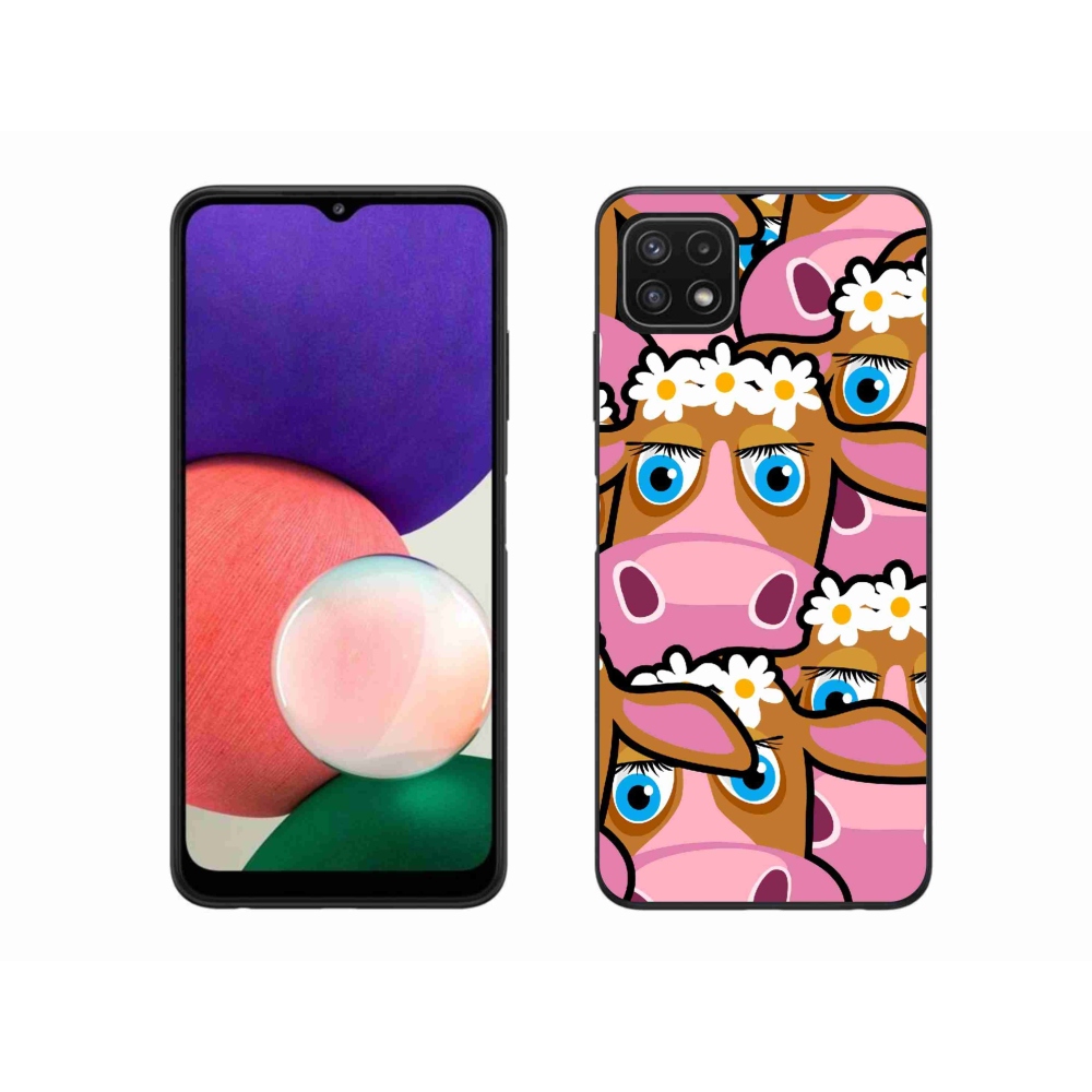 Gelový kryt mmCase na Samsung Galaxy A22 5G - kreslené kravičky