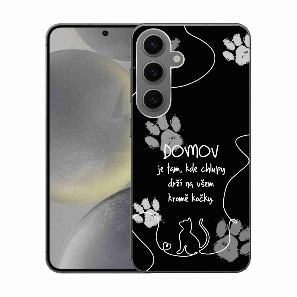 Gelový kryt mmCase na Samsung Galaxy S24 - kočičí motiv černé pozadí