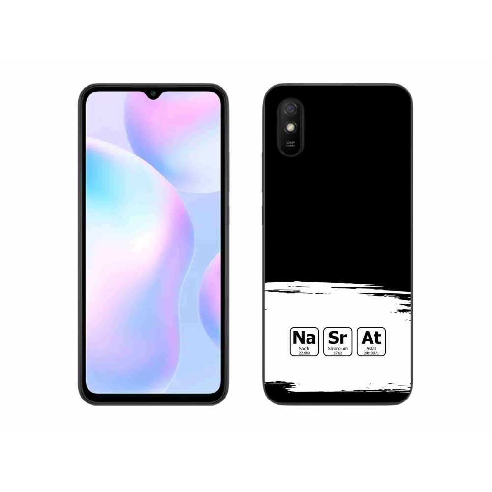 Gelový kryt mmCase na Xiaomi Redmi 9A - chemické prvky bíločerné pozadí
