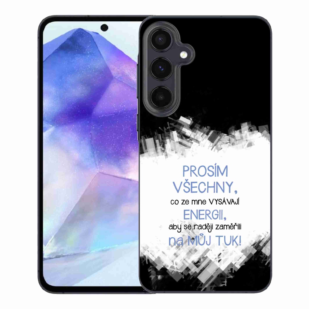 Gelový kryt mmCase na Samsung Galaxy A55 5G - vtipný text 1 modrý