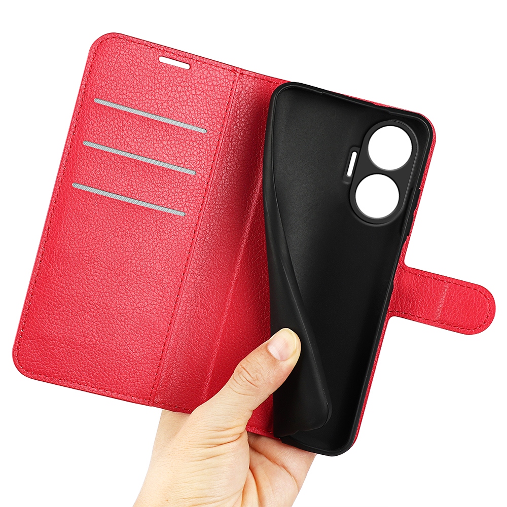 Litchi knížkové pouzdro na Xiaomi Poco F7 5G - červené