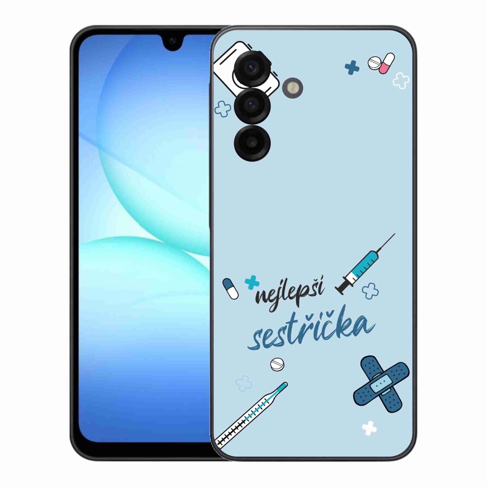 Gelový kryt mmCase na Samsung Galaxy A17 4G/5G - nejlepší sestřička modré pozadí