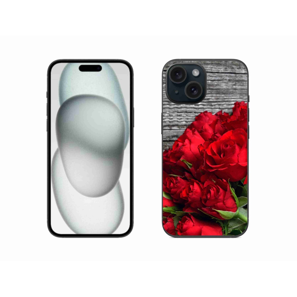 Gelový kryt mmCase na iPhone 15 - červené růže