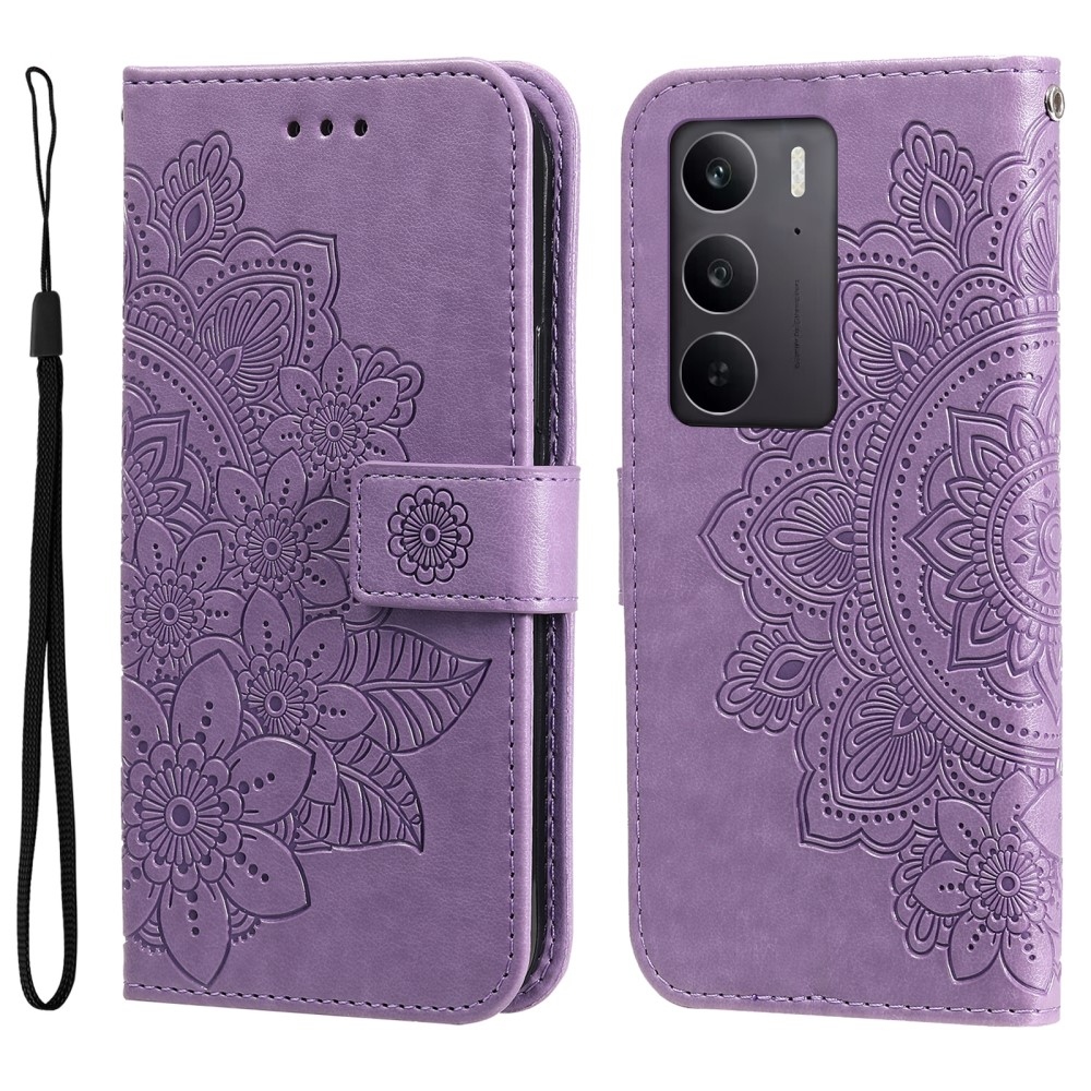 Mandala knížkové pouzdro na Realme C75 - fialové