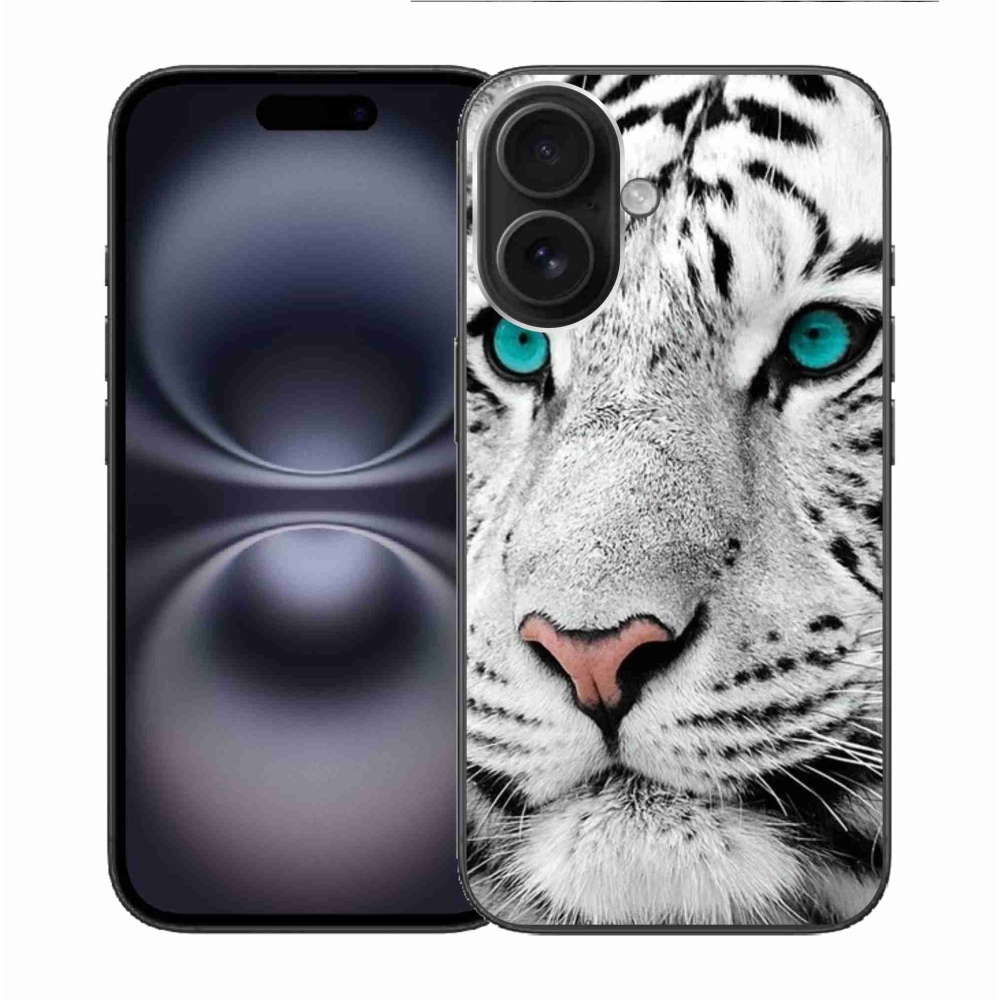 Gelový kryt mmCase na iPhone 16 - bílý tygr