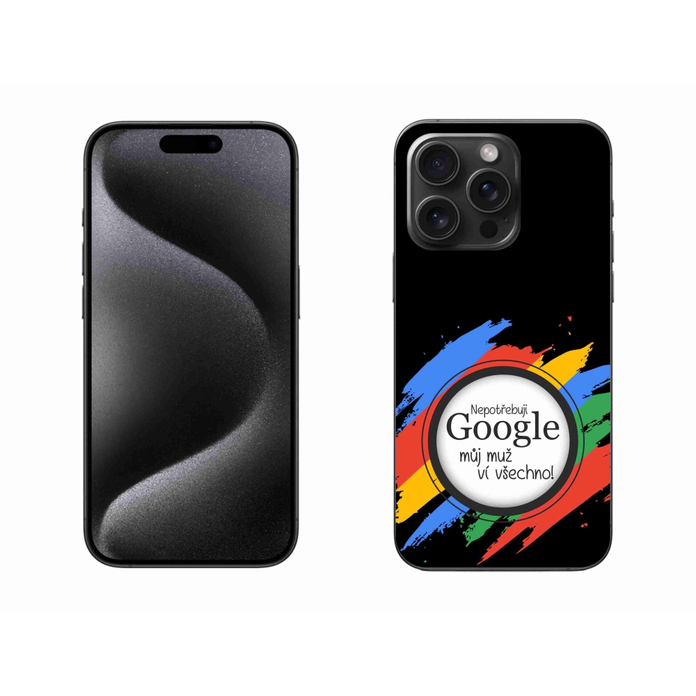 Gelový kryt mmCase na iPhone 15 Pro Max - muž ví všechno černé pozadí