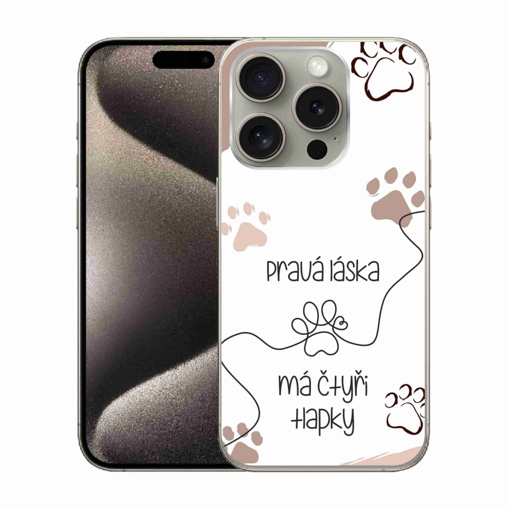Gelový kryt mmCase na iPhone 15 Pro - psí motiv 1 bílé pozadí