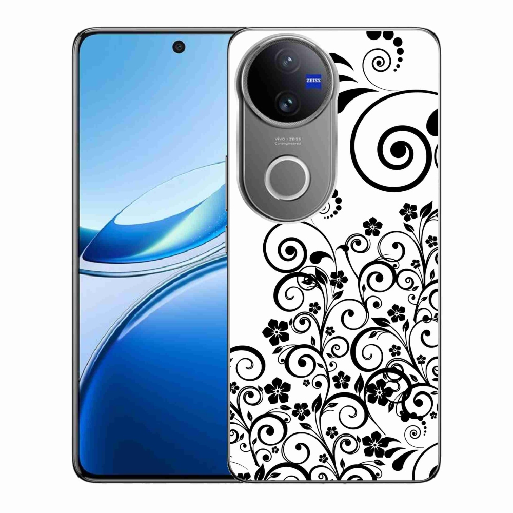 Gelový kryt mmCase na Vivo V50 5G - černobílé květinové vzory