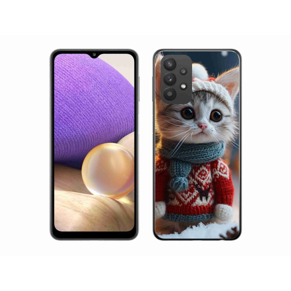 Gelový kryt mmCase na Samsung Galaxy A32 5G - kotě ve svetru