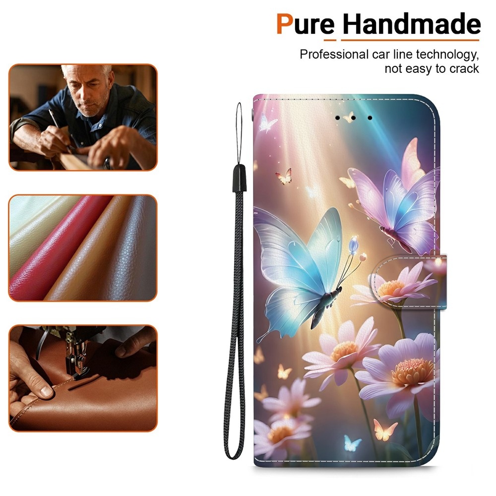Versatile knížkové pouzdro na Xiaomi Redmi 15 4G (171mm) - motýli a kopretiny