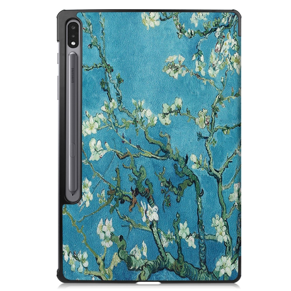 Print chytré zavírací pouzdro na Samsung Galaxy Tab S9+/Tab S10+ - bílé květy