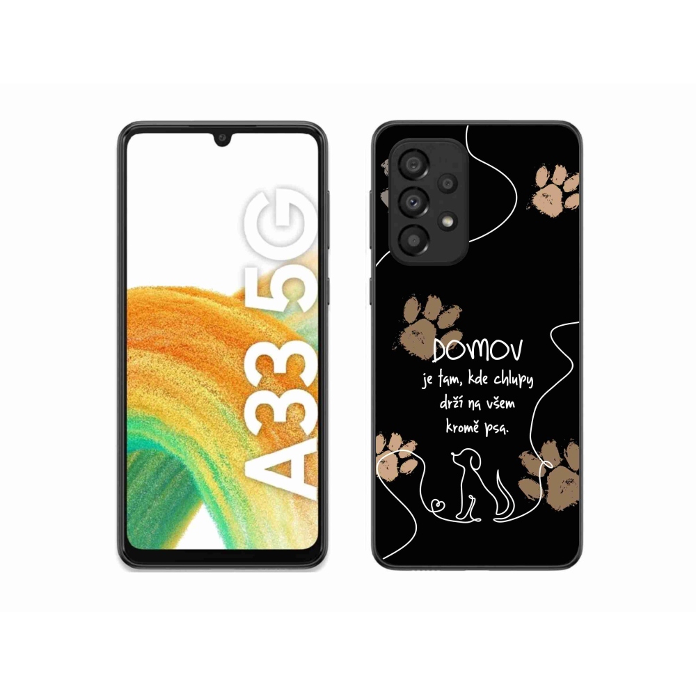 Gelový kryt mmCase na Samsung Galaxy A33 5G - psí motiv černé pozadí