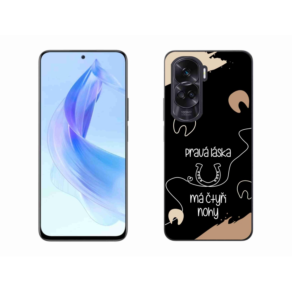 Gelový kryt mmCase na Honor 90 Lite - koňský motiv černé pozadí