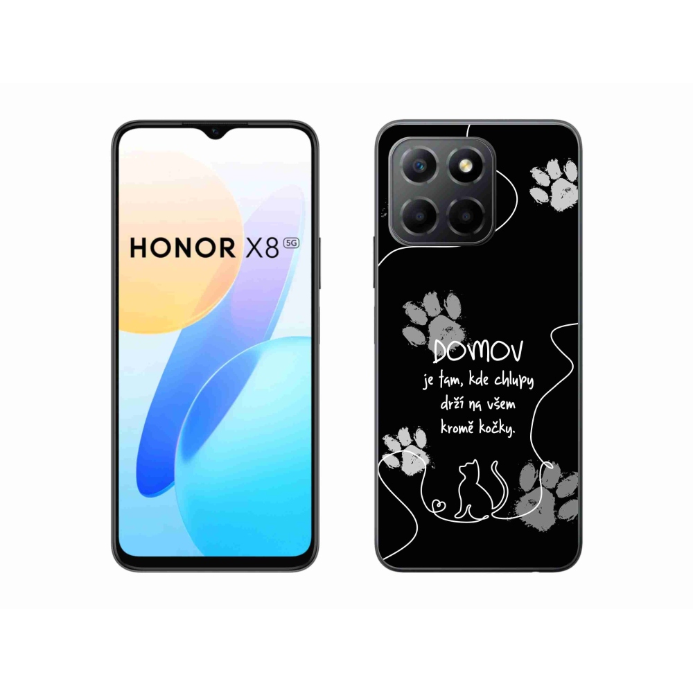Gelový kryt mmCase na Honor X8 5G/Honor 70 Lite 5G - kočičí motiv černé pozadí