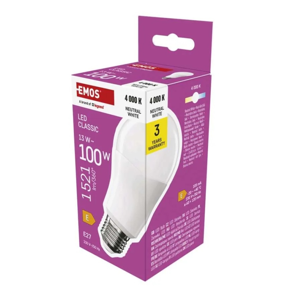 LED žárovka Classic A60 / E27 / 13 W (100 W) / 1521 lm / neutrální bílá