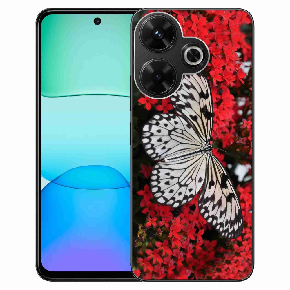 Gelový kryt mmCase na Xiaomi Redmi 13 4G/Poco M6 4G - černobílý motýl 1