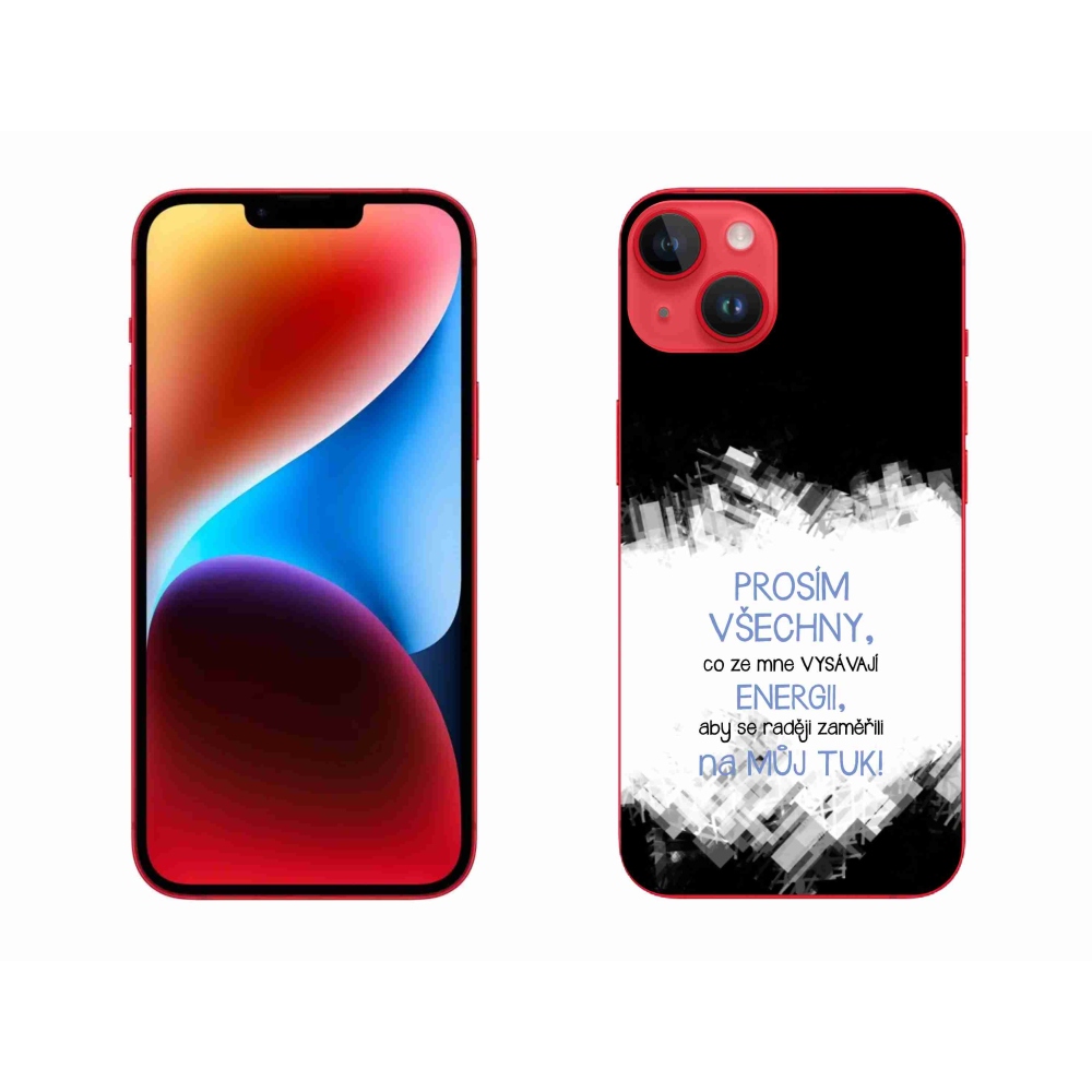 Gelový kryt mmCase na iPhone 14 Plus - vtipný text 1 modrý