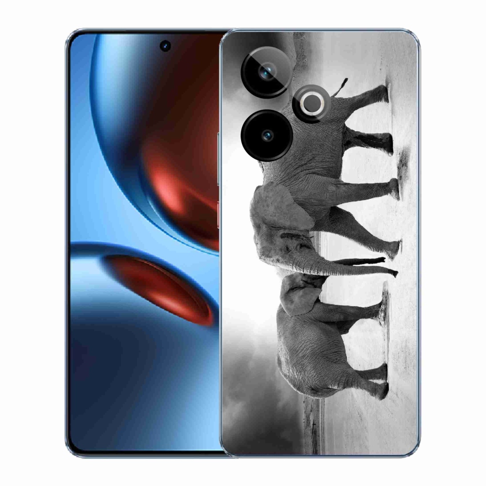Gelový kryt mmCase na Realme GT 7 5G/GT 7T 5G - černobílí sloni