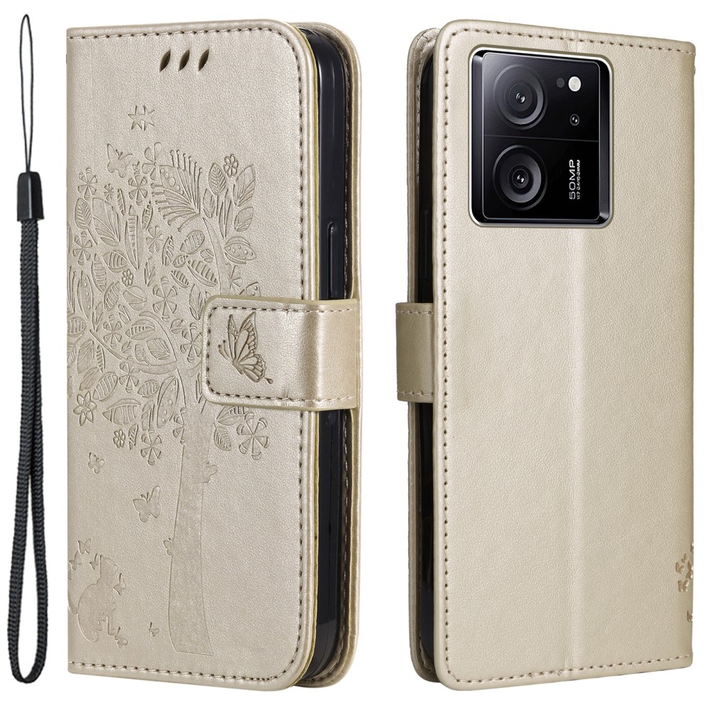 Tree knížkové pouzdro na Xiaomi 13T/13T Pro - zlaté