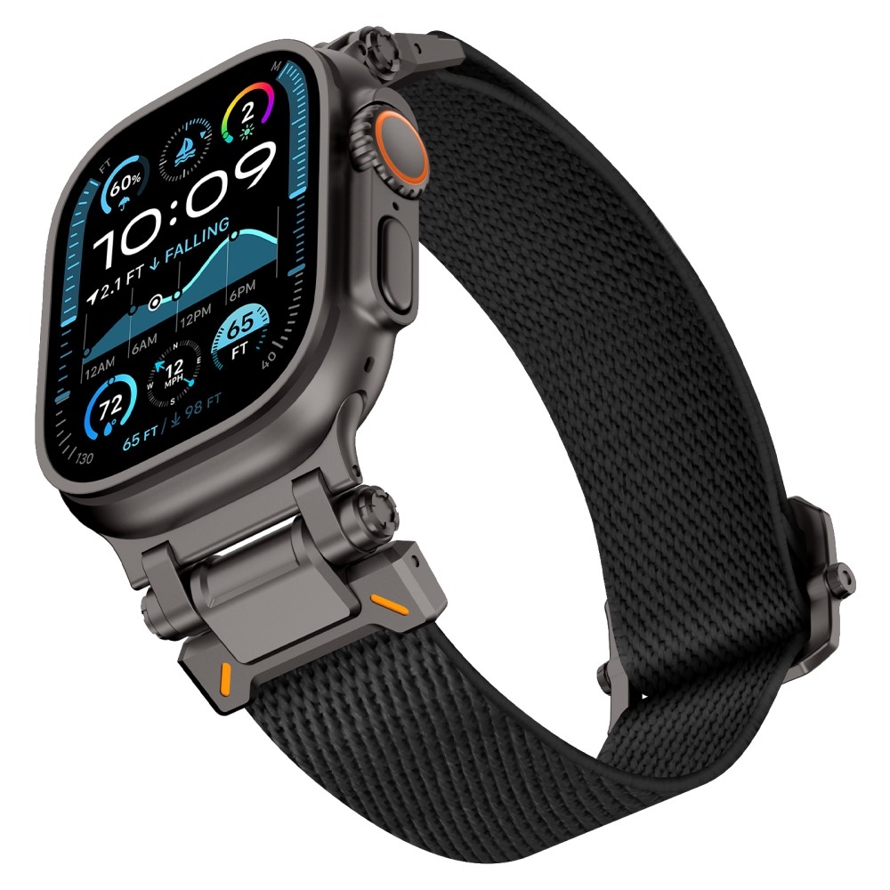 Metal nylonový řemínek na Apple Watch Ultra/Ultra 2 49mm/SE/SE 2022/2023 44mm/10 46mm/9/8/7 45mm/6/5/4 44mm/3/2/1 42 mm - černý