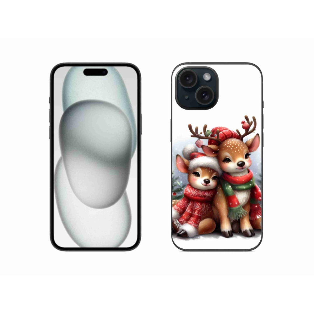 Gelový kryt mmCase na iPhone 15 - vánoční sobi