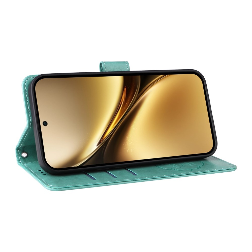 Flowery knížkové pouzdro na Vivo X200 Pro 5G - modrozelené