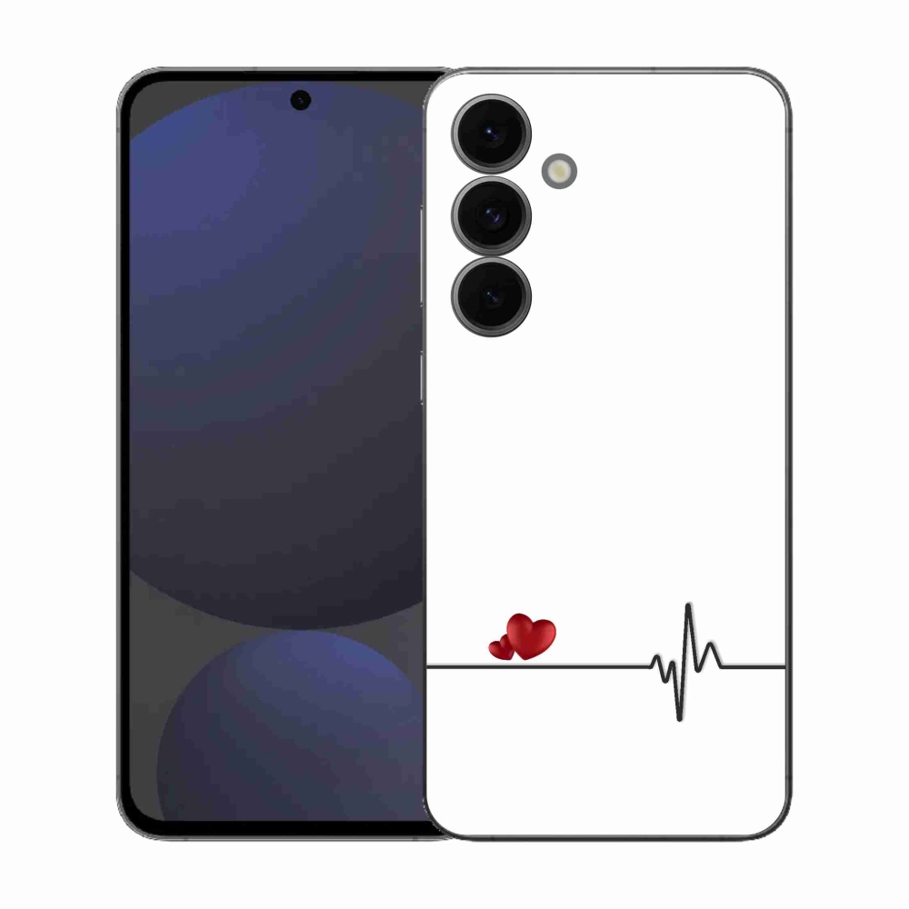 Gelový kryt mmCase na Samsung Galaxy S25 FE - srdce a tep bílé pozadí