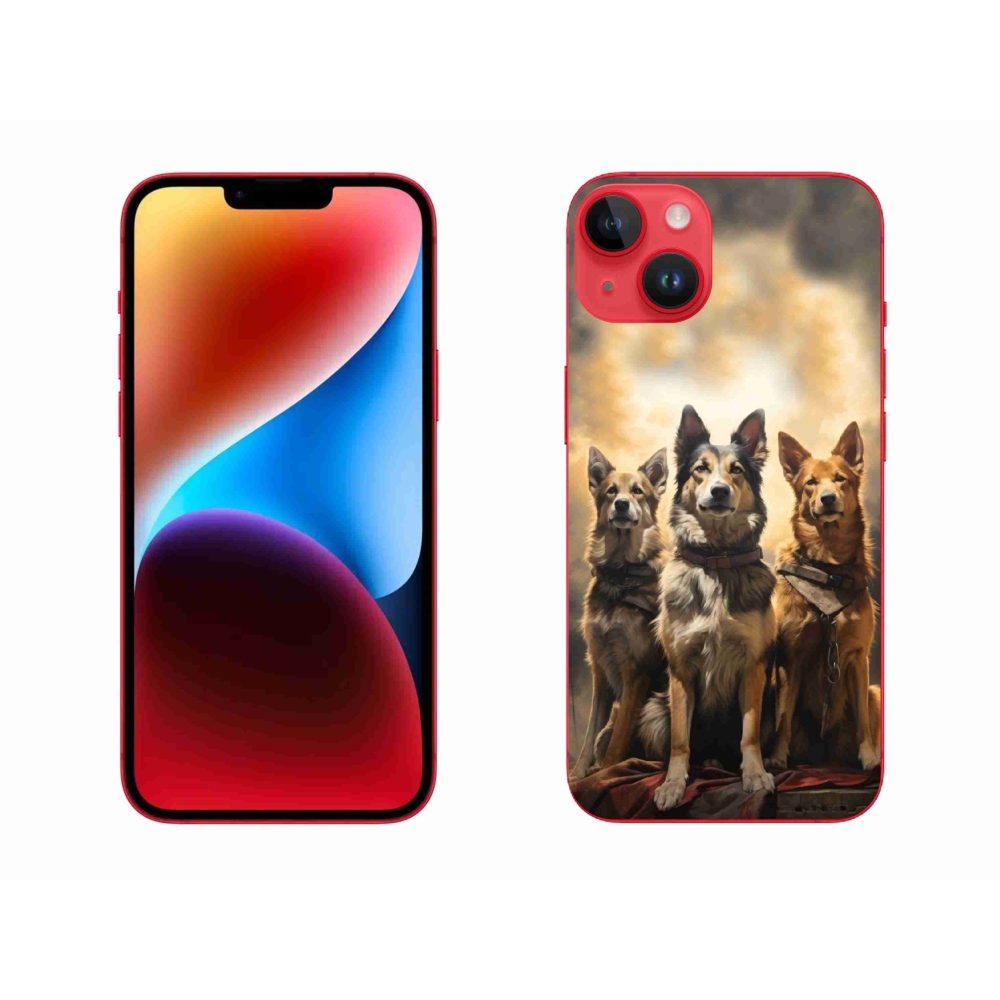 Gelový kryt mmCase na iPhone 14 Plus - tři psi