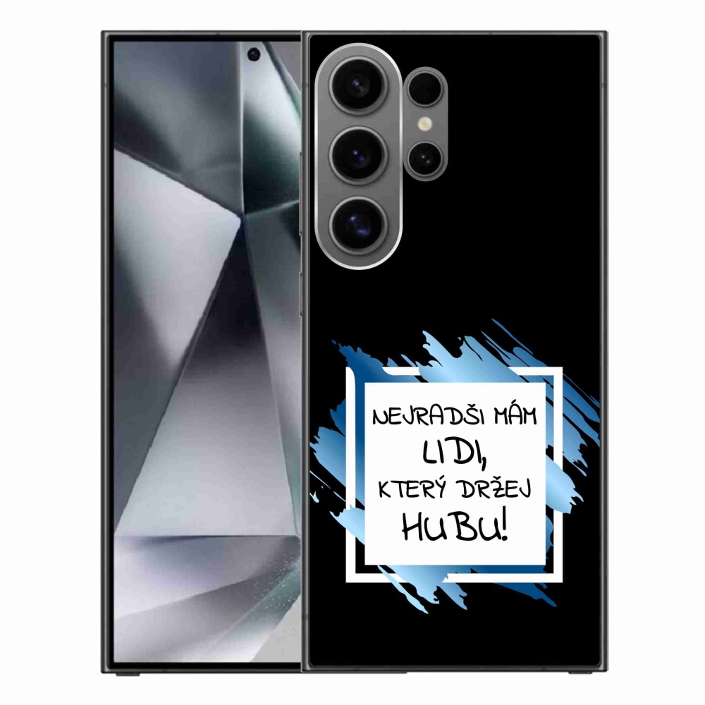 Gelový kryt mmCase na Samsung Galaxy S24 Ultra - vtipný text 7 bíločerné pozadí