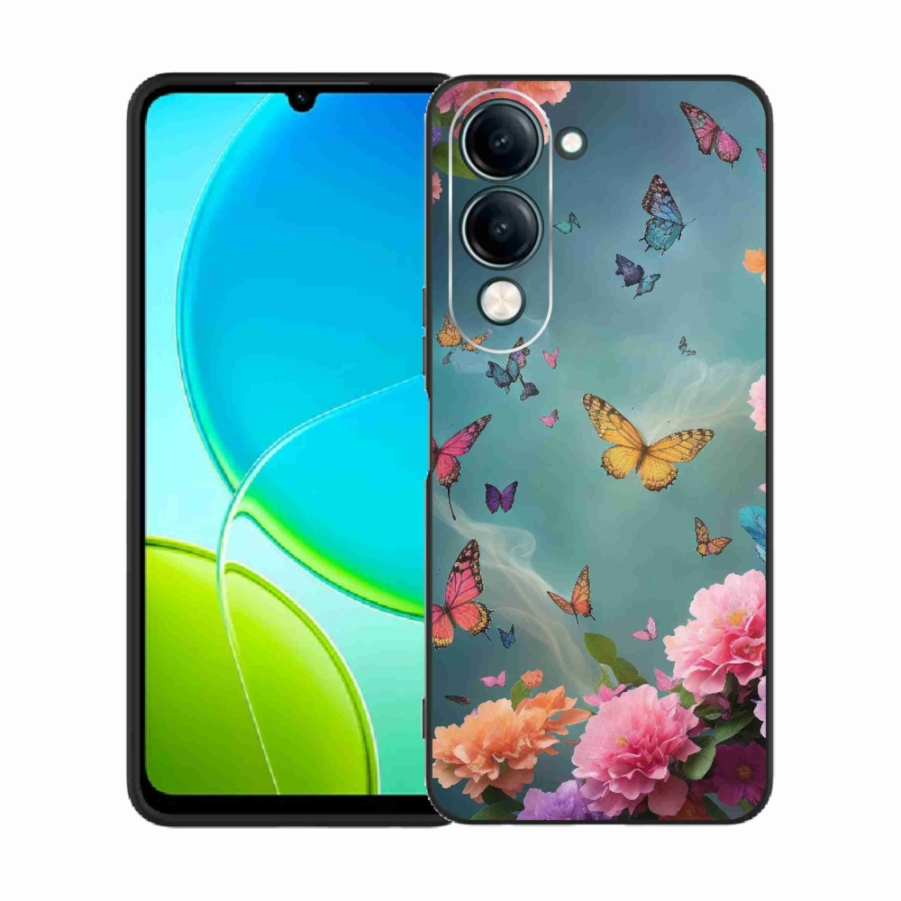 Gelový kryt mmCase na Vivo Y29s 5G - barevné květy a motýli