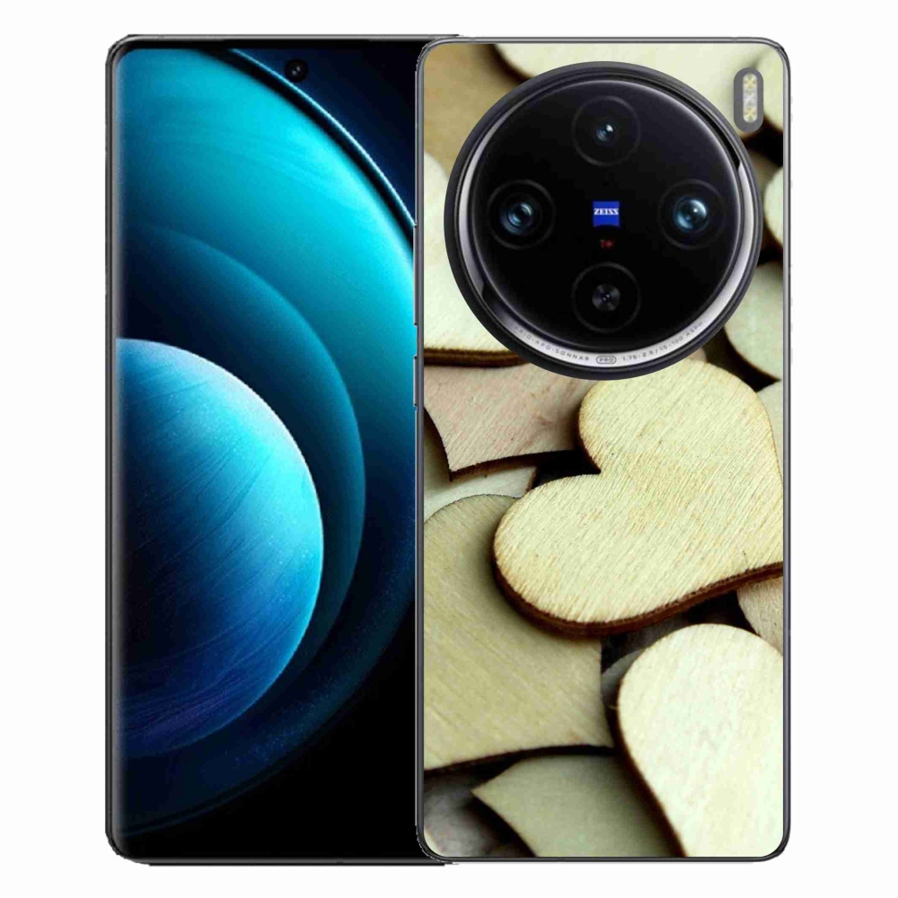 Gelový kryt mmCase na Vivo X100 Pro 5G - dřevěná srdíčka