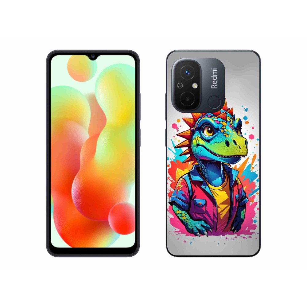 Gelový kryt mmCase na Xiaomi Redmi 12C - barevný dinosaurus