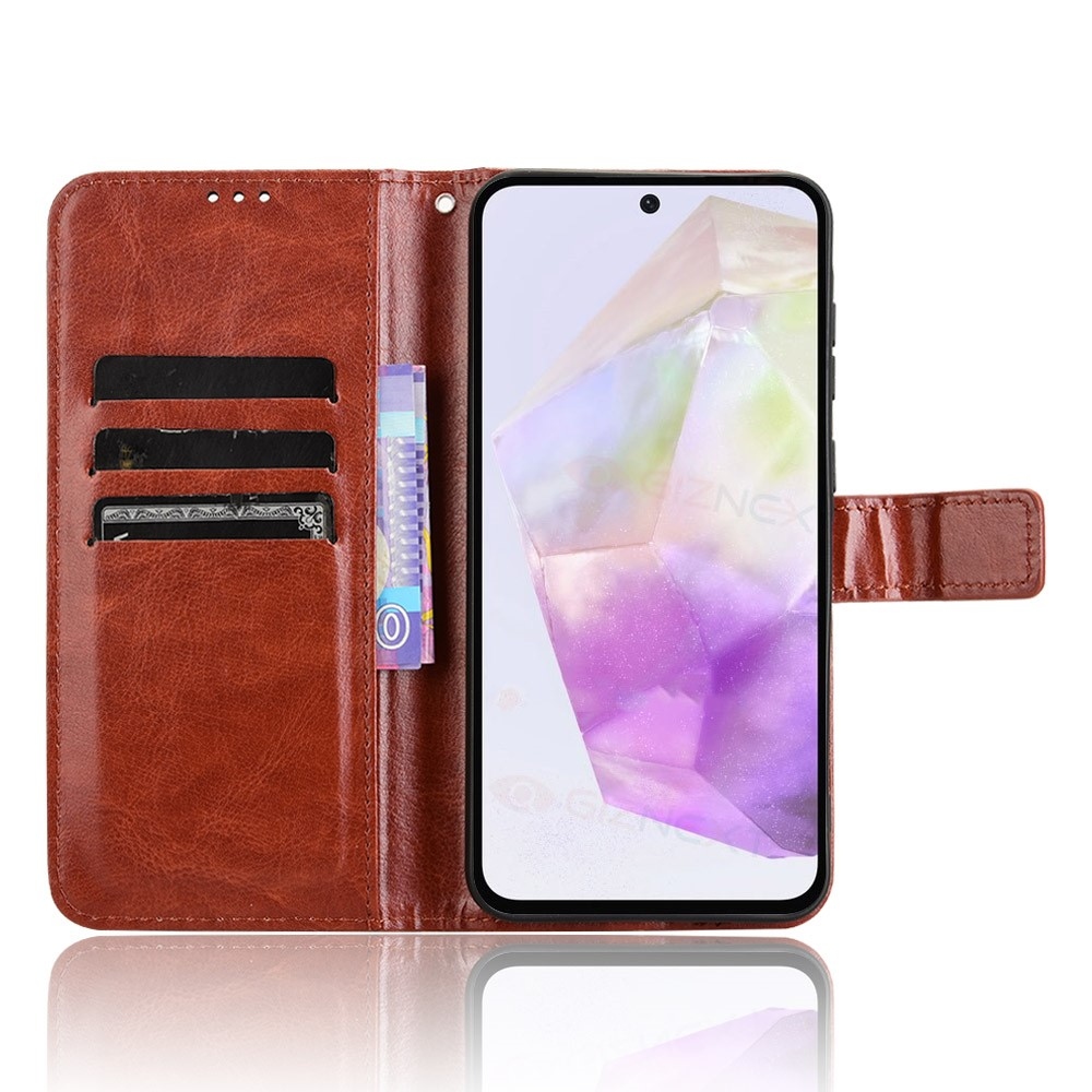 Crazy knížkové pouzdro na Samsung Galaxy A56 5G - hnědé