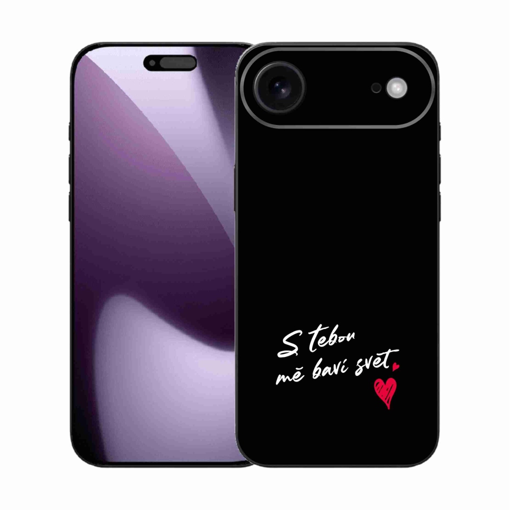 Gelový kryt mmCase na iPhone 17 Air - zamilovaný text 1 černé pozadí