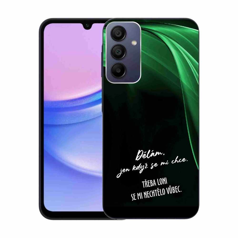 Gelový kryt mmCase na Samsung Galaxy A15 4G/5G - vtipný text 12 černé pozadí