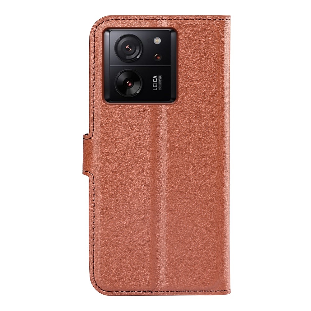 Litchi knížkové pouzdro na Xiaomi 13T/13T Pro - hnědé