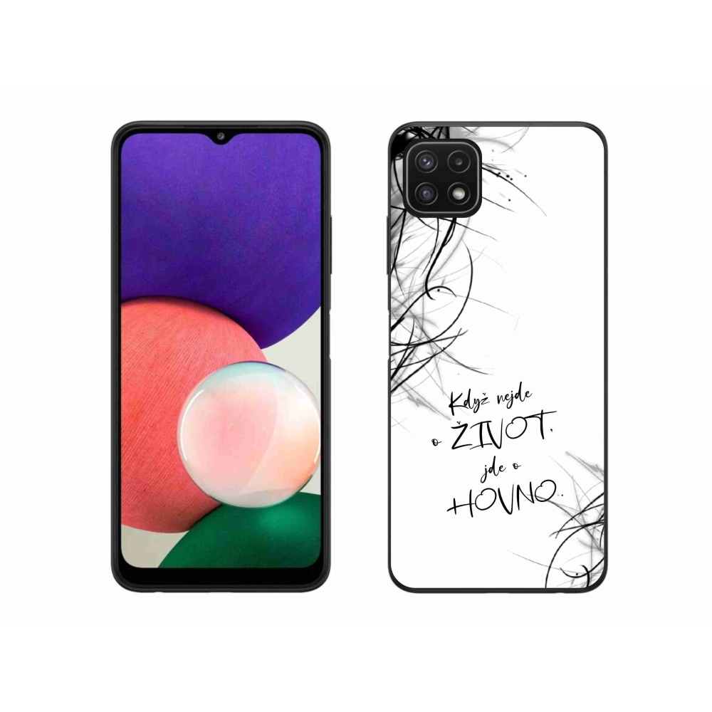 Gelový kryt mmCase na Samsung Galaxy A22 5G - vtipný text 16 bílé pozadí