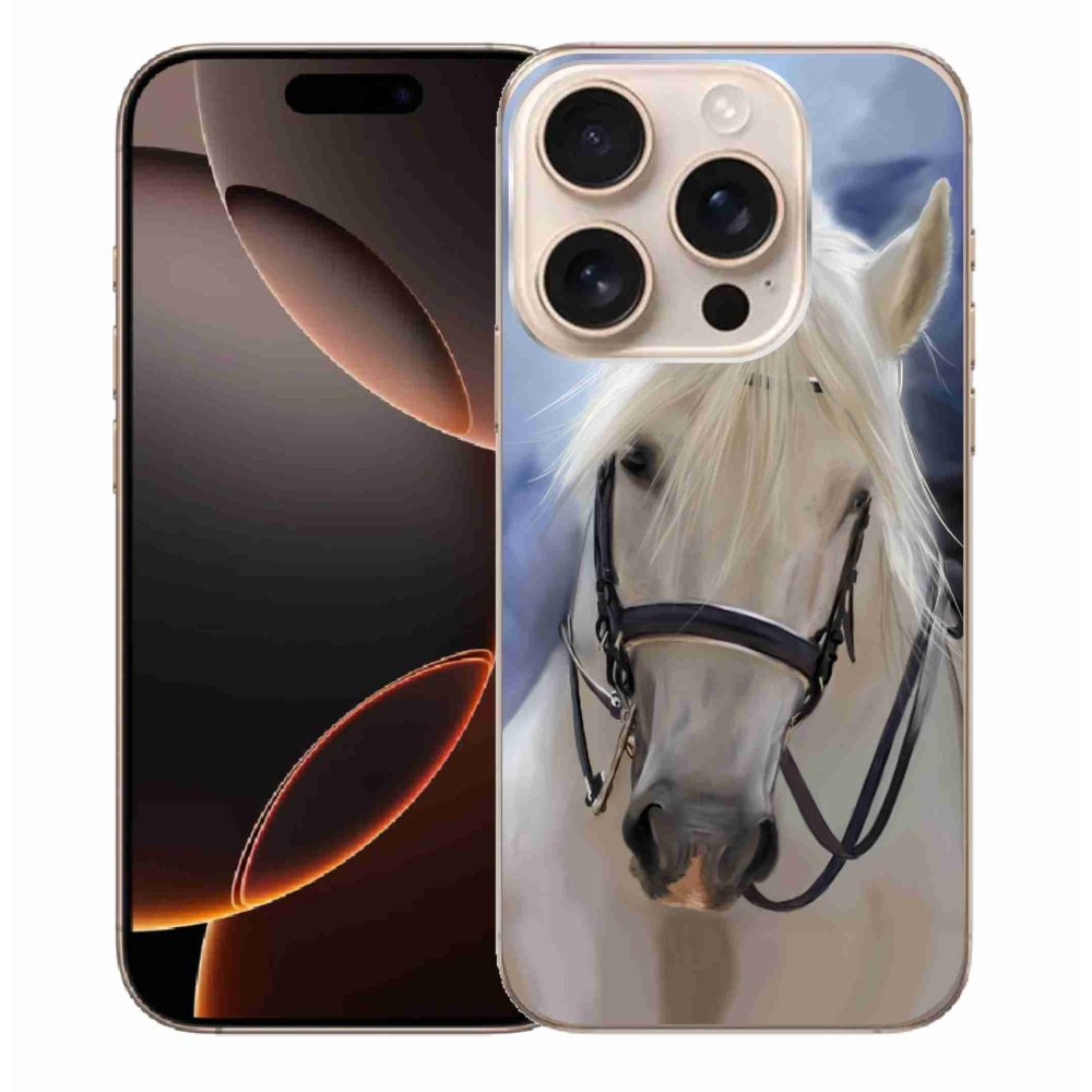 Gelový kryt mmCase na iPhone 16 Pro Max - bílý kůň