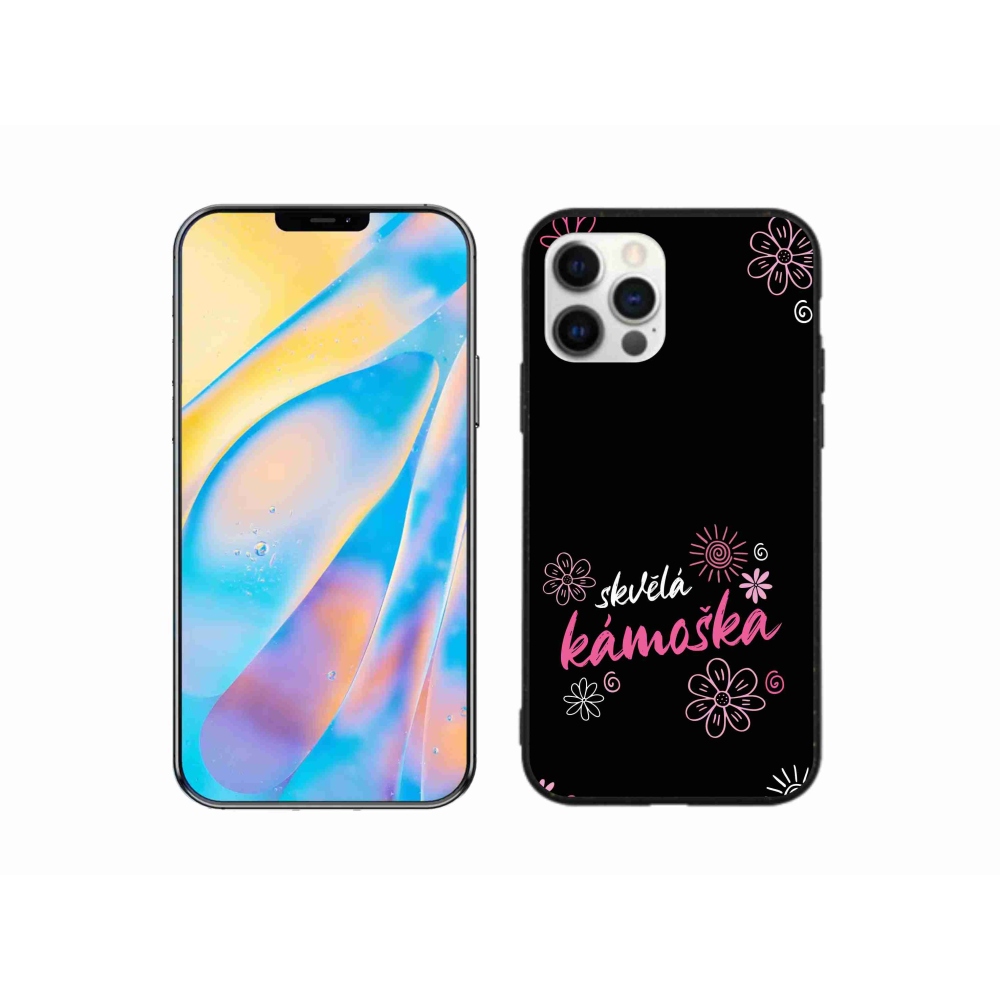 Gelový kryt mmCase na iPhone 12 - skvělá kámoška černé pozadí
