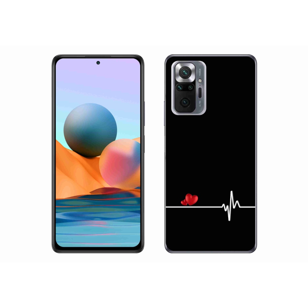 Gelový kryt mmCase na Xiaomi Redmi Note 10 Pro - srdce a tep černé pozadí