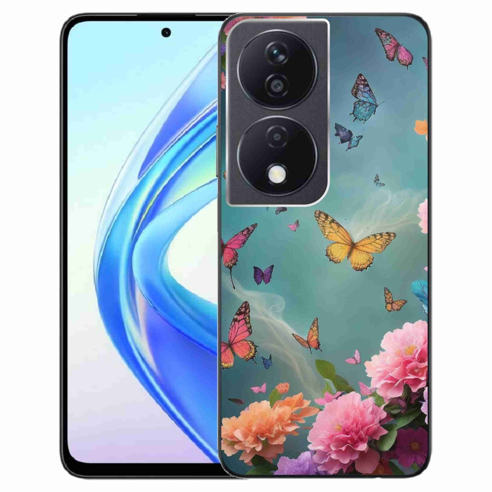 Gelový kryt mmCase na Honor X7b/Honor 90 Smart - barevné květy a motýli