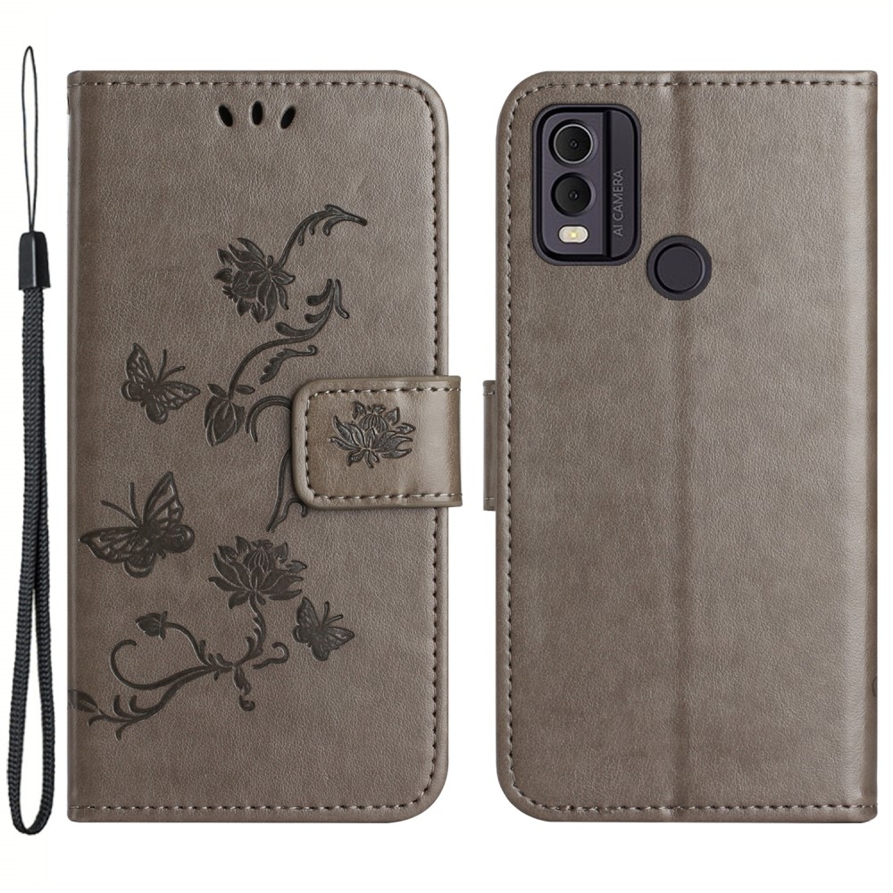 Flower knížkové pouzdro na Nokia C22 - šedé