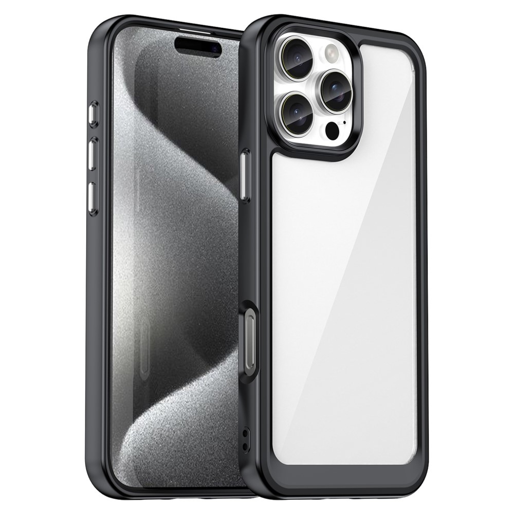 Gelový obal s pevnými zády na iPhone 16 Pro Max - černý