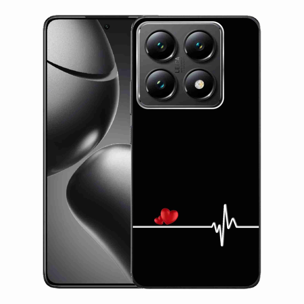 Gelový kryt mmCase na Xiaomi 14T Pro - srdce a tep černé pozadí