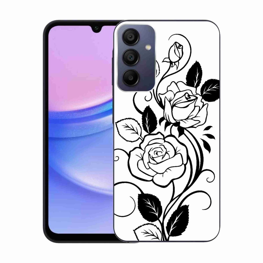 Gelový kryt mmCase na Samsung Galaxy A15 4G/5G - černobílá růže