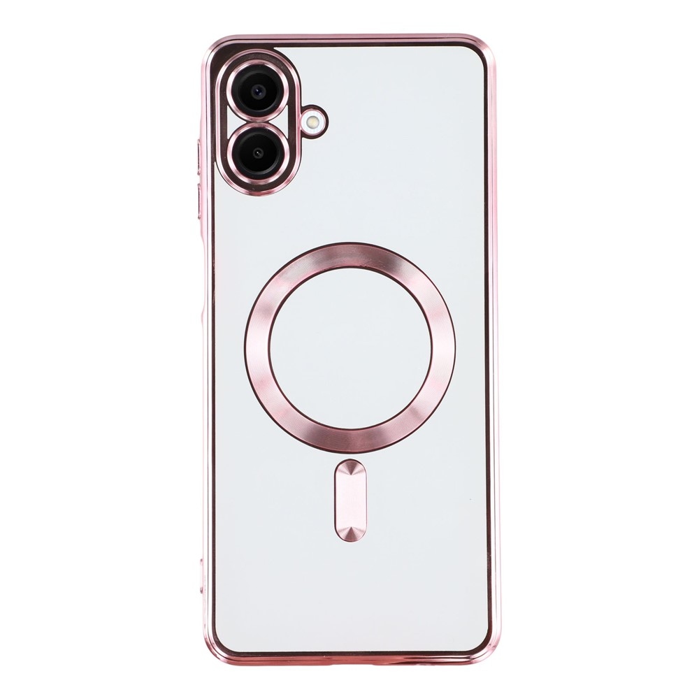 Clear obal s ochranou fotoaparátu a podporou MagSafe na Samsung Galaxy A07 4G - růžový